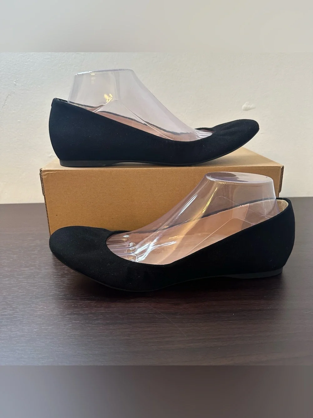 J. CREW Black Suede Round Toe Slip-On Ballet Flats, US 10.5 Classic Capsule, New